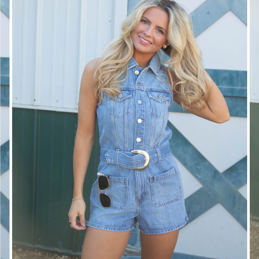 Show Me Your Mumu Denim Romper